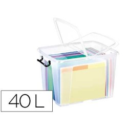 Contenedor plastico cep 40 litros 397x498x329 mm transparente con tapa y cierre hermetico