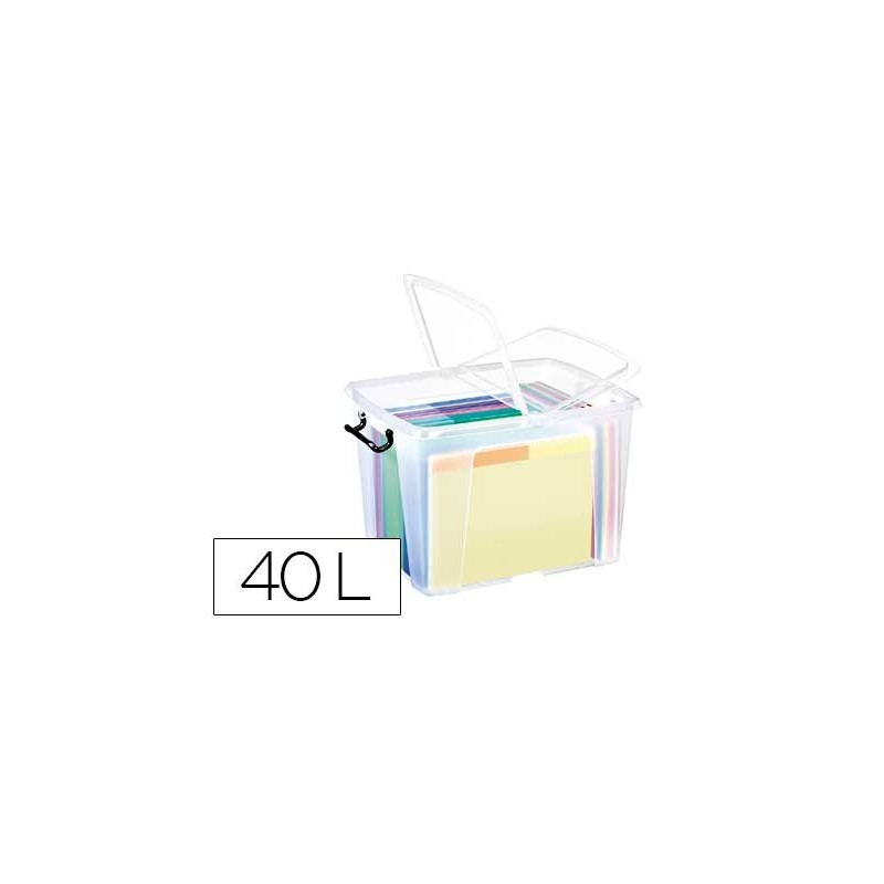 Contenedor plastico cep 40 litros 397x498x329 mm transparente con tapa y cierre hermetico Contenedor plastico cep 40 litros 397x498x329 mm transparente con tapa y cierre hermetico