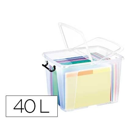 Contenedor plastico cep 40 litros 397x498x329 mm transparente con tapa y cierre hermetico