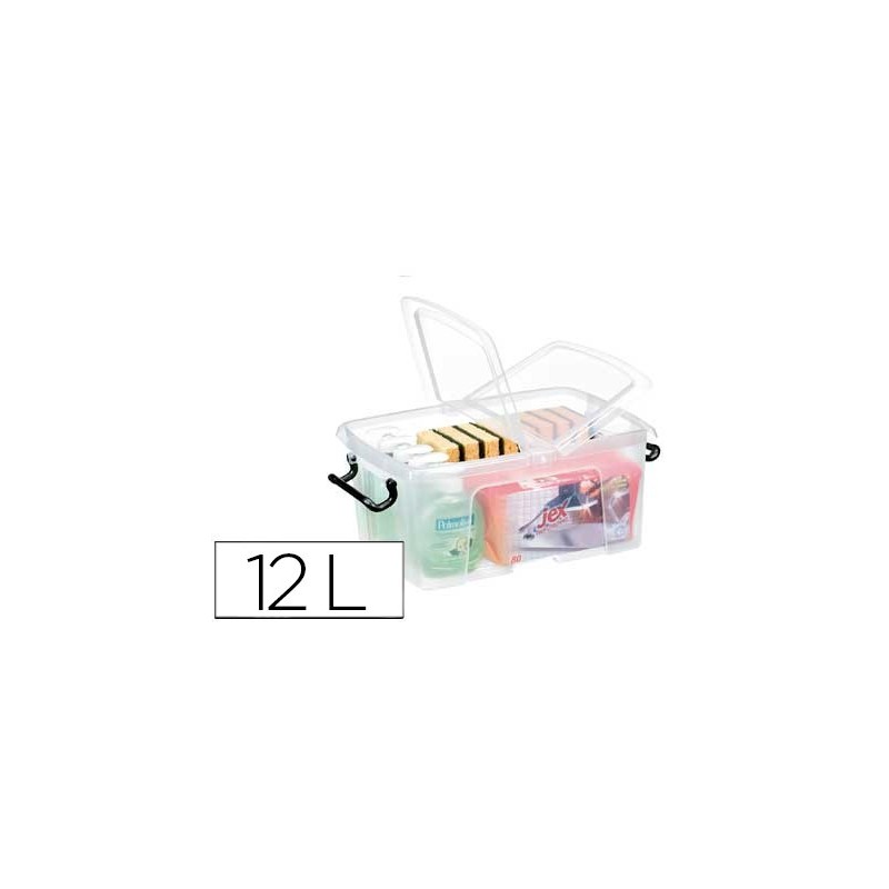 Contenedor plastico cep 12 litros 405x295x183 mm transparente con tapa y cierre hermetico Contenedor plastico cep 12 litros 405x295x183 mm transparente con tapa y cierre hermetico