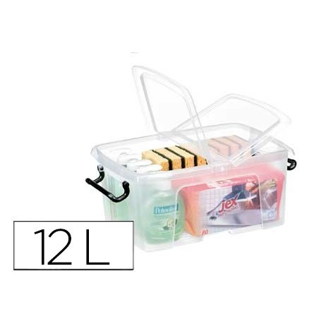 Contenedor plastico cep 12 litros 405x295x183 mm transparente con tapa y cierre hermetico