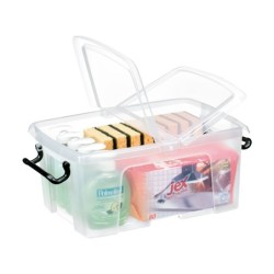 Contenedor plastico cep 12 litros 405x295x183 mm transparente con tapa y cierre hermetico