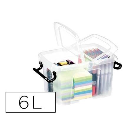 Contenedor plastico cep 6 litros 305x224x182 mm transparente con tapa y cierre hermetico