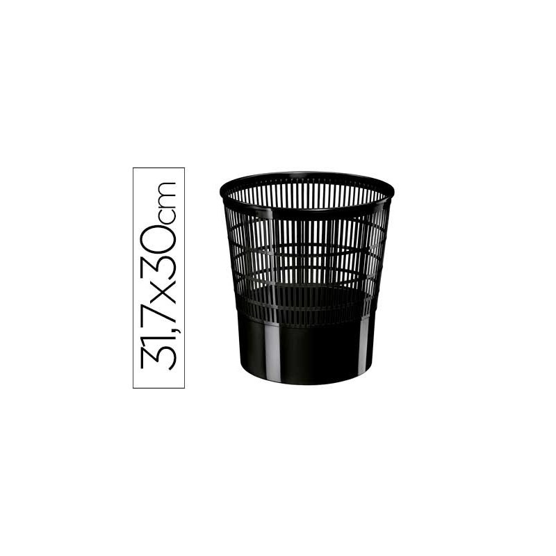 Papelera plastico cep ecoline rejilla negra 16 litros 30x30x31,7 cm