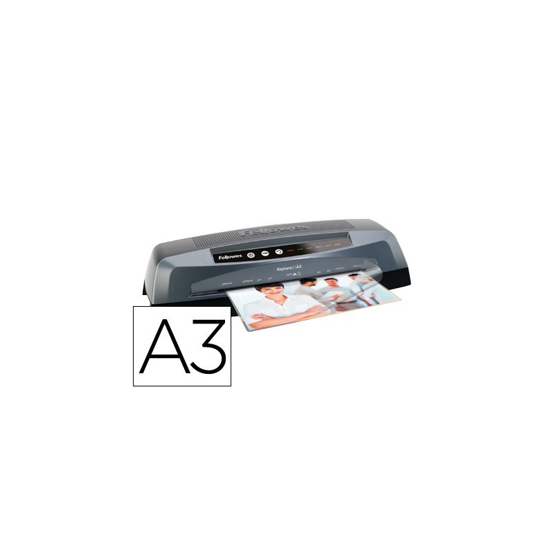 Plastificadora fellowes neptuno din a3 de 4 rodillos frio y caliente hasta 175 mc 570x125x180mm
