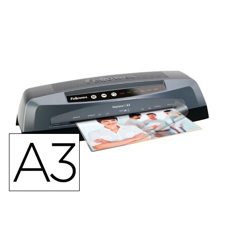 Plastificadora fellowes neptuno din a3 de 4 rodillos frio y caliente hasta 175 mc 570x125x180mm