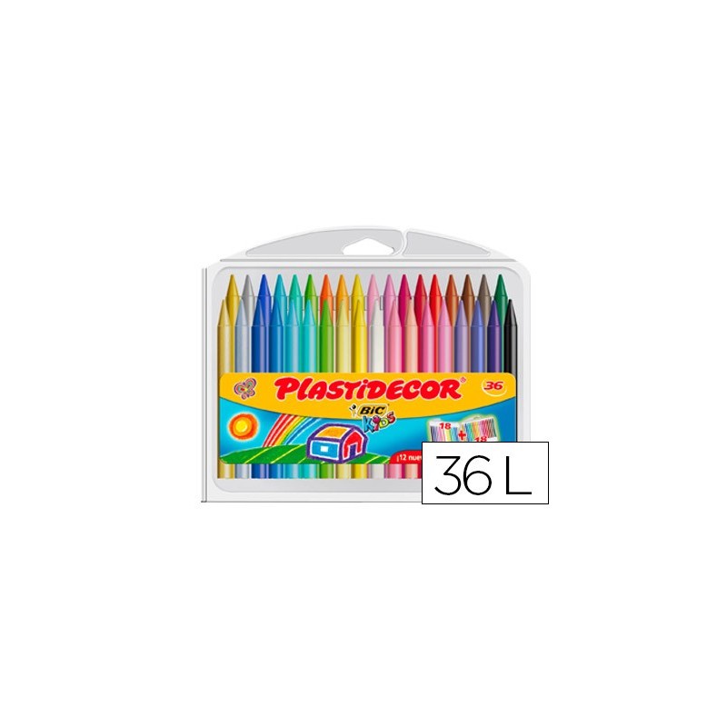 Lapices cera plastidecor caja de 36 colores surtidos