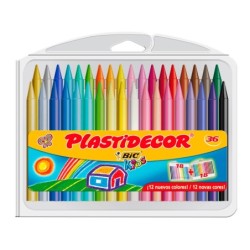 Lapices cera plastidecor caja de 36 colores surtidos