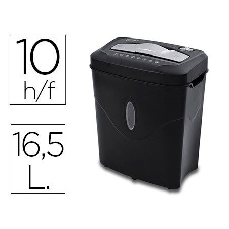 Destructora de documentos q-connect kf17974 capacidad de corte 10 h destruye grapas clips y tarjetas papelera 16,5