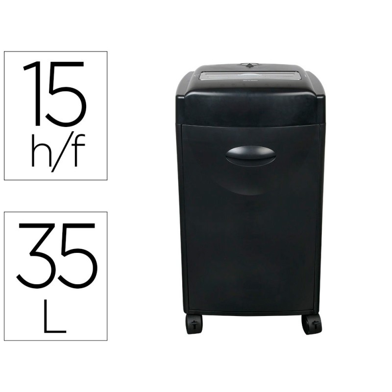 Destructora de documentos q-connect kf15553 capacidad de corte 15 h destruye grapas clips cd y tarjetas 35 litros