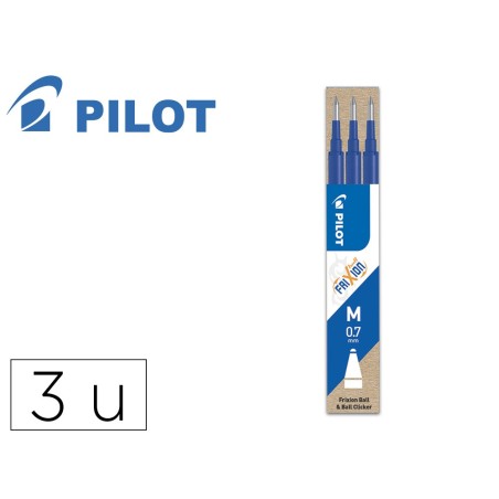 Recambio boligrafo pilot frixion ball azul caja de 3 unidades