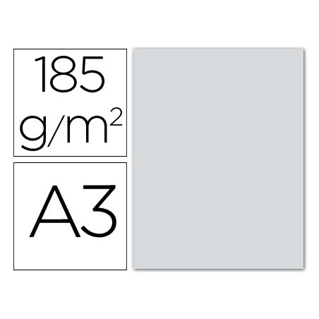 Cartulina guarro din a3 gris perla 185 gr paquete 50 hojas