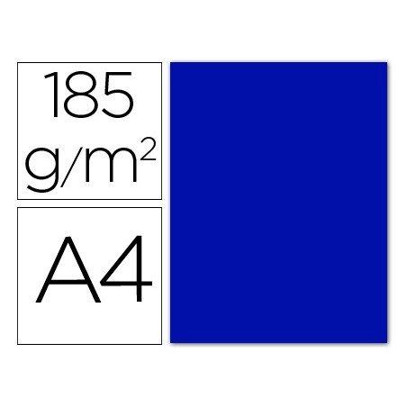 Cartulina guarro din a4 azul ultramar 185 gr paquete 50 hojas