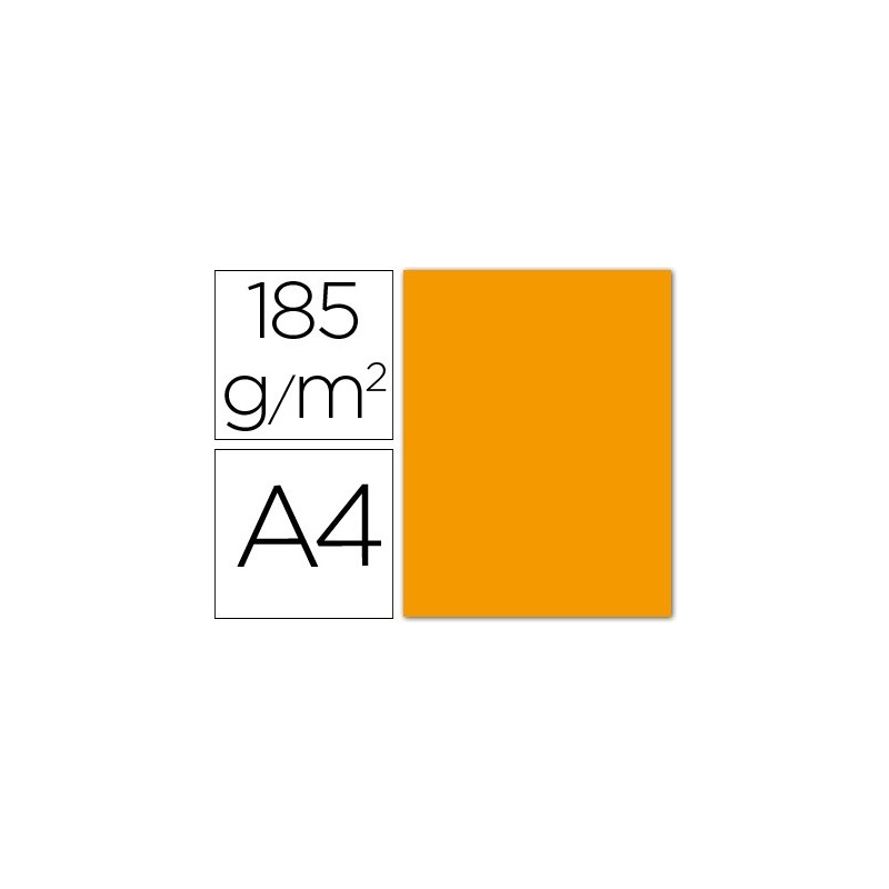 Cartulina guarro din a4 mandarina 185 gr paquete 50 hojas