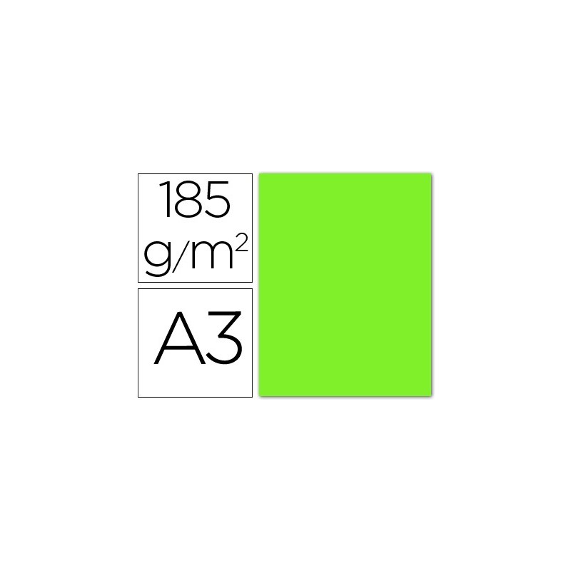 Cartulina guarro din a3 verde fluorescente 250 gr paquete 50 hojas