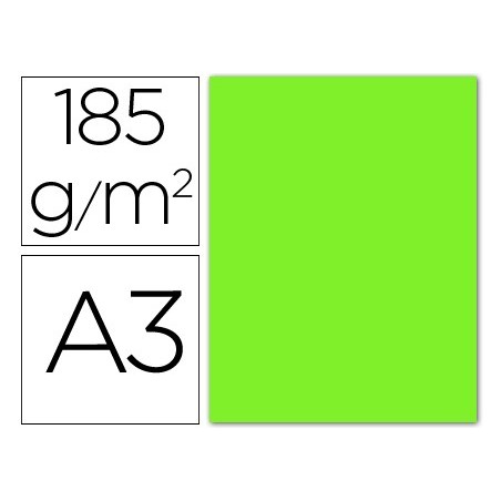 Cartulina guarro din a3 verde fluorescente 250 gr paquete 50 hojas