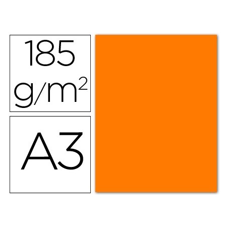 Cartulina guarro din a3 naranja fluorescente 250 grs paquete 50 hojas