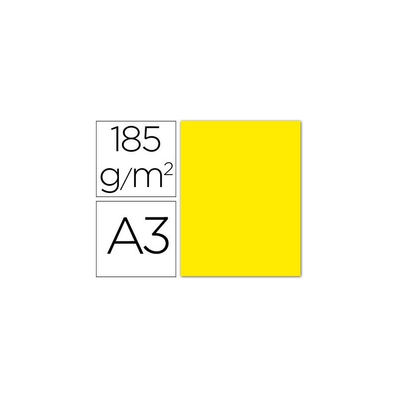 Cartulina guarro din a3 amarillo fluorescente 250 gr paquete 50 hojas
