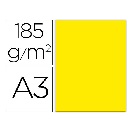 Cartulina guarro din a3 amarillo fluorescente 250 gr paquete 50 hojas