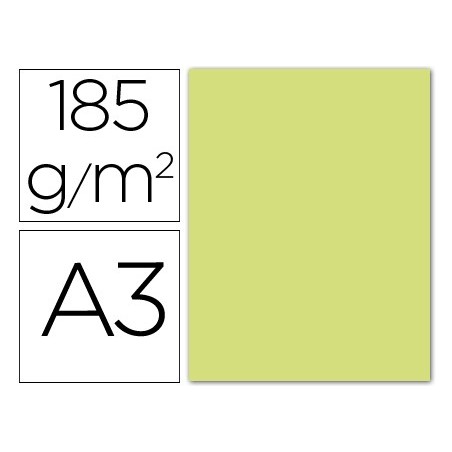 Cartulina guarro din a3 verde manzana 185 gr paquete 50 hojas