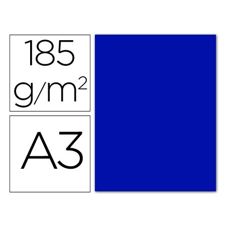 Cartulina guarro din a3 azul ultramar 185 gr paquete 50 hojas