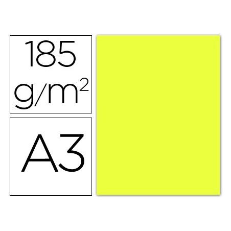 Cartulina guarro din a3 amarillo limon 185 gr paquete 50 hojas
