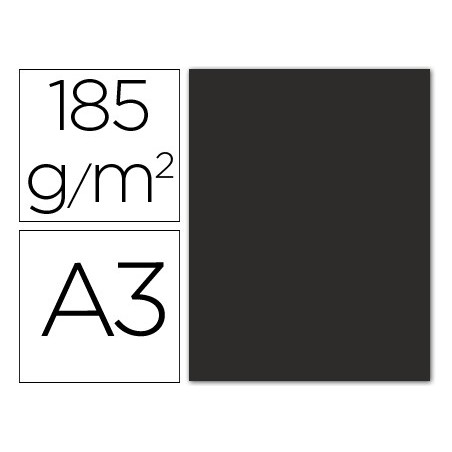 Cartulina guarro din a3 negro 185 gr paquete 50 hojas