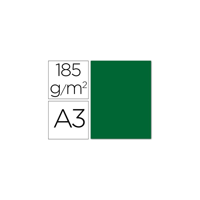 Cartulina guarro din a3 verde abeto 185 gr paquete 50 hojas