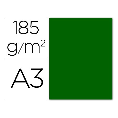 Cartulina guarro din a3 verde billar 185 gr paquete 50 hojas