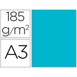 Cartulina guarro din a3 azul turquesa 185 gr paquete 50 hojas