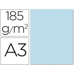 Cartulina guarro din a3 azul cielo 185 gr paquete 50 hojas