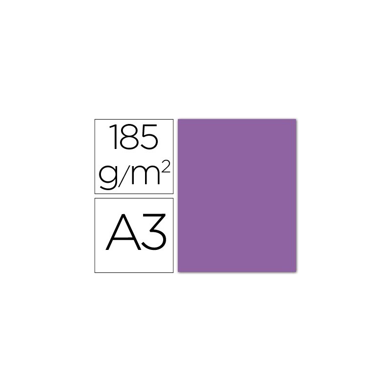 Cartulina guarro din a3 violeta 185 gr paquete 50 hojas