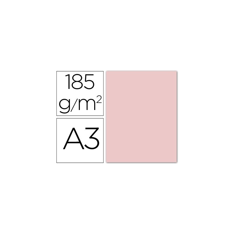 Cartulina guarro din a3 rosa 185 gr paquete 50 hojas