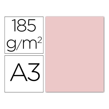 Cartulina guarro din a3 rosa 185 gr paquete 50 hojas