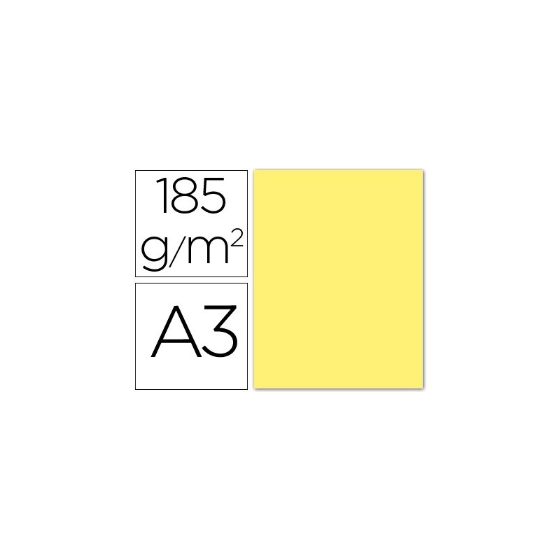 Cartulina guarro din a3 amarillo 185 gr paquete 50 hojas