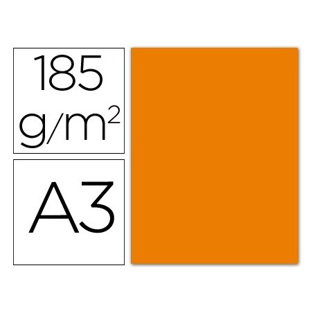 Cartulina guarro din a3 naranja 185 gr paquete 50 hojas