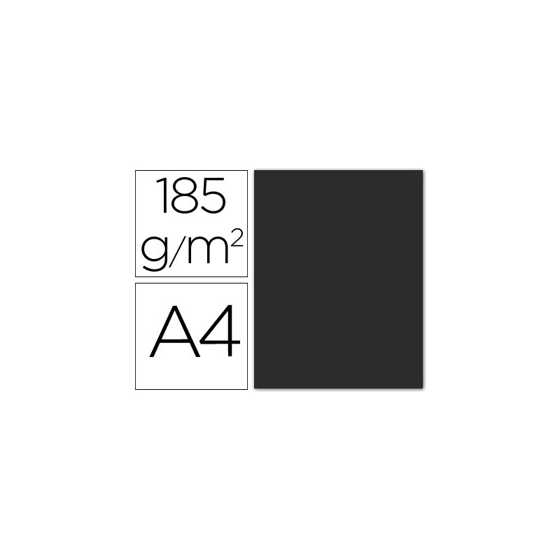 Cartulina guarro din a4 negro 185 gr paquete 50 hojas