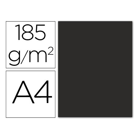 Cartulina guarro din a4 negro 185 gr paquete 50 hojas