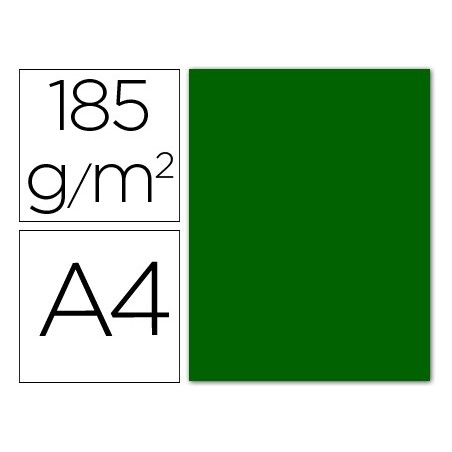 Cartulina guarro din a4 verde billar 185 gr paquete 50 hojas
