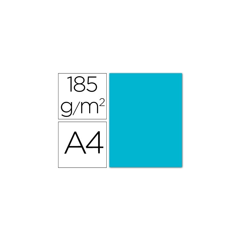 Cartulina guarro din a4 azul turquesa 185 gr paquete 50 hojas