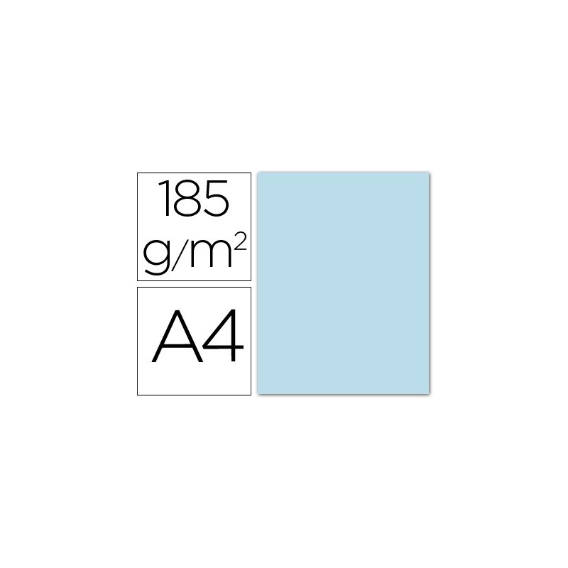 Cartulina guarro din a4 azul cielo 185 gr paquete 50 hojas