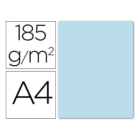 Cartulina guarro din a4 azul cielo 185 gr paquete 50 hojas