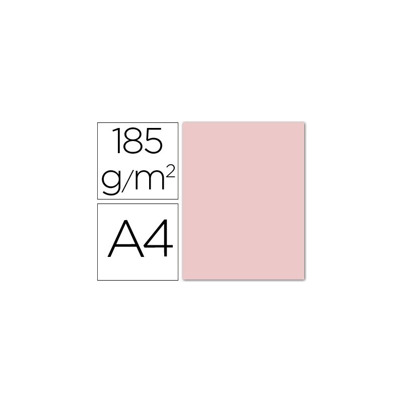 Cartulina guarro din a4 rosa 185 gr paquete 50 hojas
