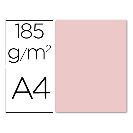 Cartulina guarro din a4 rosa 185 gr paquete 50 hojas