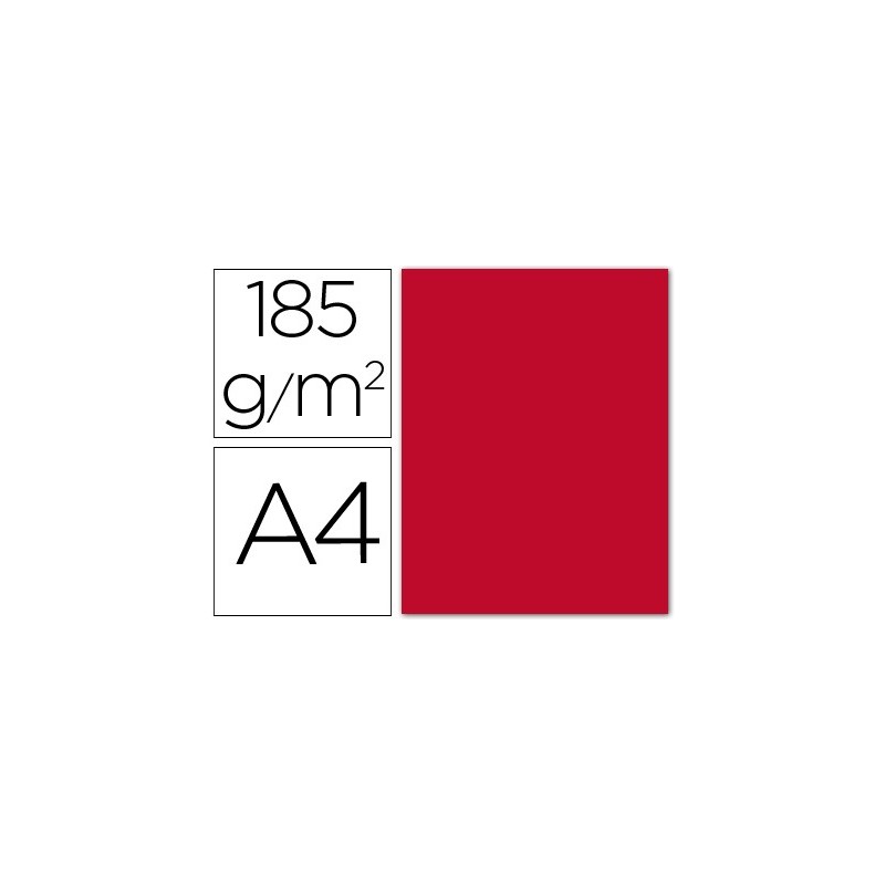 Cartulina guarro din a4 rojo 185 gr paquete 50 hojas