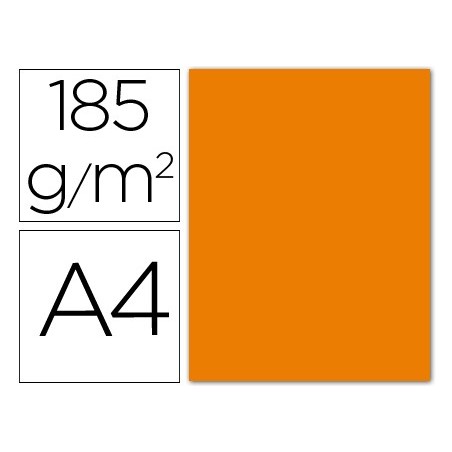Cartulina guarro din a4 naranja 185 gr paquete 50 hojas