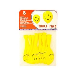 Globo 100% latex biodegradable cara sonriente bolsa de 8 unidades