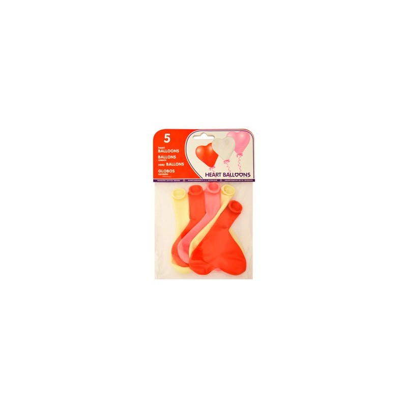 Globo 100% latex biodegradable con forma corazon bolsa de 5 unidades