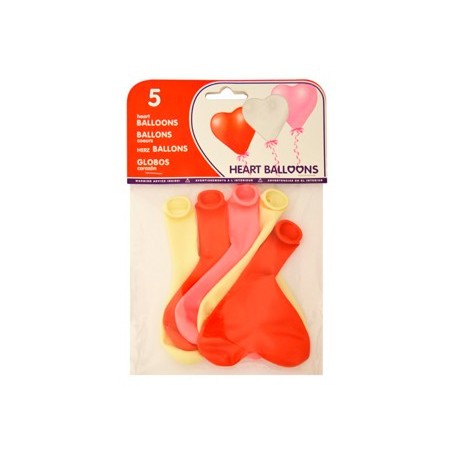 Globo 100% latex biodegradable con forma corazon bolsa de 5 unidades