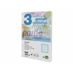 Recambio liderpapel cuarto pautaguia 100 hojas 75 g cuadriculado pautado 3 mm con margen 6 taladros